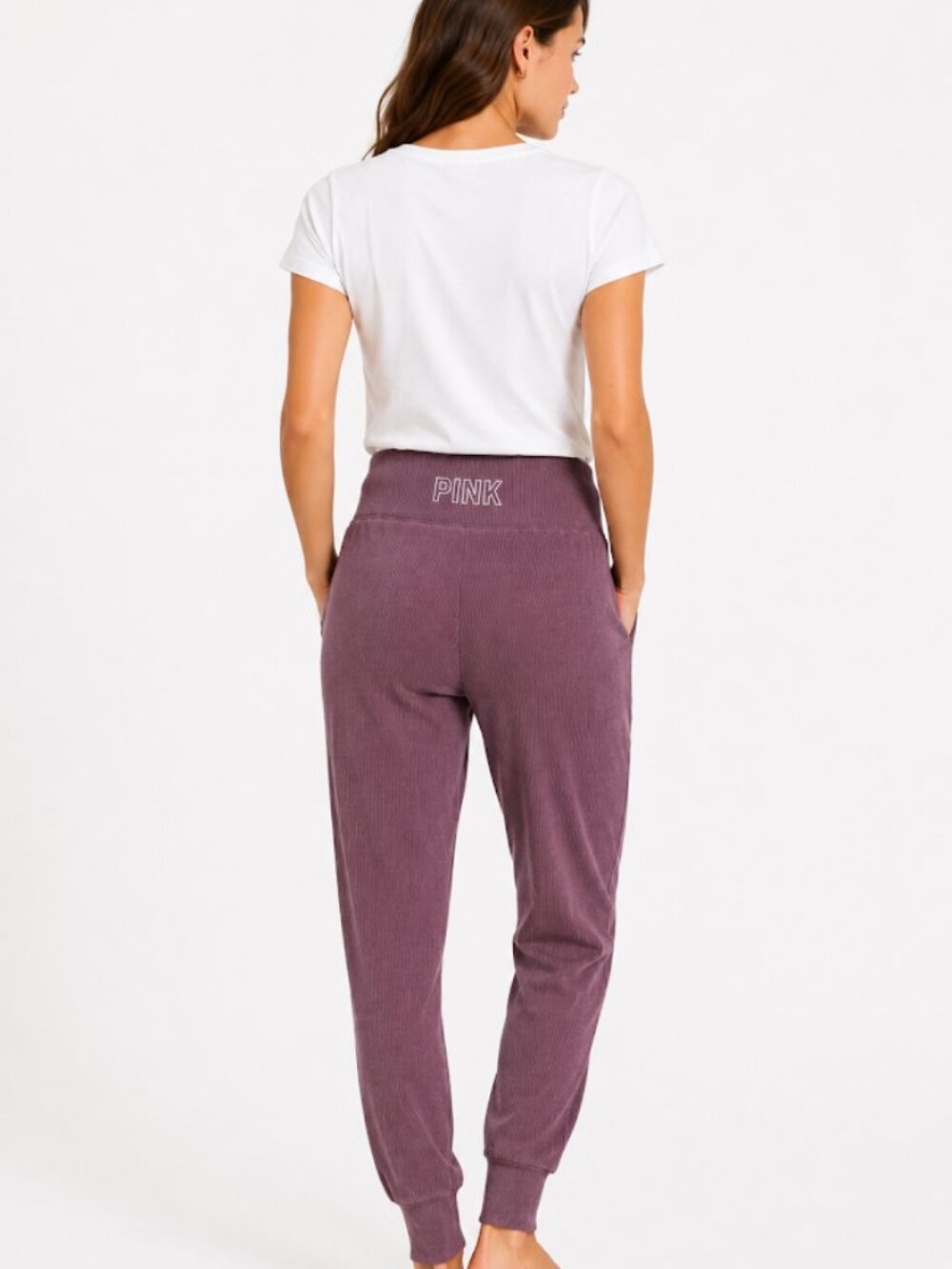 Victoria's Secret PINK Seamless High-Waisted Ribbed Cuffed Joggers - Plum Berry